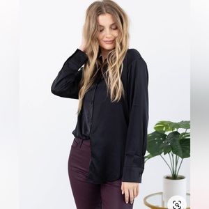 Satin Charmeuse Button Front Shirt